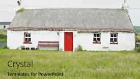  Presentation with head - Slide deck with cottage-malin-head-county-donegal background and a yellow colored foreground