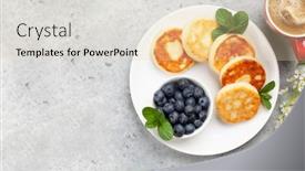  Presentation with breakfast - Slide set having cottage-pancakes-with-berries-breakfast background and a soft green colored foreground