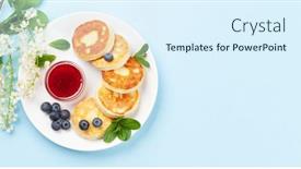  Presentation with jam - PPT theme featuring cottage-pancakes-with-berry-jam background and a sky blue colored foreground