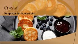  Presentation with jam - Presentation theme featuring cottage-pancakes-with-berry-jam background and a gold colored foreground