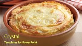  Presentation with baking - Colorful PPT theme enhanced with cottage-pie-in-a-rustic backdrop and a tawny brown colored foreground