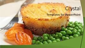  Presentation with green plate - Cool new slide deck with cottage pie on a plate backdrop and a yellow colored foreground