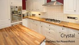  Presentation with cottage industry - PPT theme having cottage-style kitchen background and a coral colored foreground