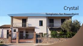  Presentation with court - PPT layouts enhanced with portrait of young stock broker using computer at desk background and a gray colored foreground