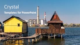  Presentation with hungary - Cool new PPT layouts with cottages-on-the-piers-bokodi backdrop and a teal colored foreground