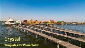  Presentation with hungary - Colorful slide deck enhanced with cottages-on-the-piers-bokodi backdrop and a tawny brown colored foreground