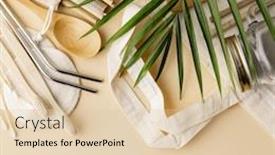  Presentation with cotton - Beautiful PPT theme featuring cotton-bag-bamboo-cultery-glass backdrop and a lemonade colored foreground