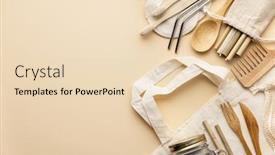  Presentation with cotton - Beautiful PPT layouts featuring cotton-bag-bamboo-cultery-glass backdrop and a lemonade colored foreground