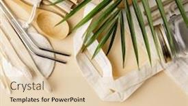  Presentation with bamboo - Theme with cotton-bag-bamboo-cultery-glass background and a lemonade colored foreground
