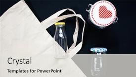  Presentation with plastic bags - Amazing PPT theme having cotton bags and glass jars backdrop and a white colored foreground