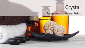  Presentation with empty of wood table top - Beautiful PPT layouts featuring close up jeans on hangers backdrop and a ocean colored foreground