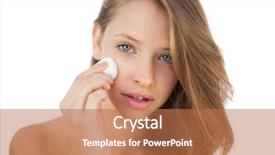  Presentation with face scrub cream - Cool new theme with cotton ball - calm brunette model rubbing her backdrop and a coral colored foreground