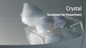  Presentation with blonde holds a magnifying glass - Slide set featuring cotton balls in glass holder background and a  colored foreground