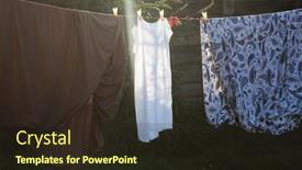  Presentation with hang - Audience pleasing theme consisting of cotton bed sheets and linen hang out on a laundry line outside in the garden backdrop and a wine colored foreground