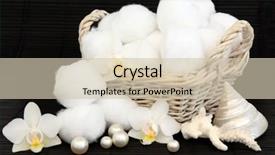  Presentation with pearls - PPT theme with cotton cleansing balls in a wicker basket with orchid flowers pearls and seashells background and a soft green colored foreground