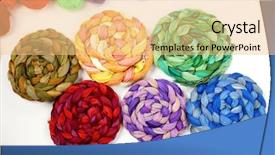  Presentation with embroidery - Amazing PPT layouts having cotton colored embroidery threads backdrop and a lemonade colored foreground