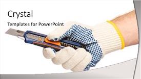  Presentation with cotton - Slide deck having cotton glove with office knife background and a  colored foreground