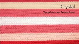  Presentation with knitting needles and wool - Cool new PPT theme with cotton mills - knitted pink wool stripes pattern backdrop and a red colored foreground