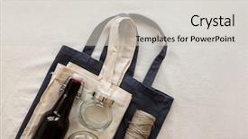  Presentation with plastic bottle - Audience pleasing PPT theme consisting of cotton shopping bag jar bottle backdrop and a light gray colored foreground