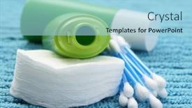  Presentation with skincare - Cool new presentation with cotton swabs and cleaner - skincare - beauty treatment backdrop and a light blue colored foreground