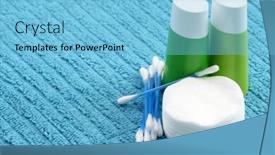  Presentation with skincare - Presentation theme enhanced with cotton swabs and cleaner - skincare - beauty treatment background and a light blue colored foreground