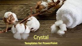  Presentation with spa concept - Slide deck with cotton towel with cotton branch background and a tawny brown colored foreground