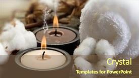  Presentation with cotton - Beautiful PPT layouts featuring cotton towel with candle and cotton branch - spa concept backdrop and a tawny brown colored foreground
