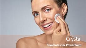  Presentation with skin care - Presentation with cotton wool wellness beauty skin background and a coral colored foreground