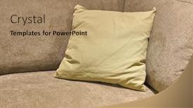  Presentation with home design - PPT layouts featuring couch-and-cushions-simple-home background and a coral colored foreground