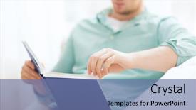  Presentation with turning page - Theme consisting of couch and reading book background and a ocean colored foreground