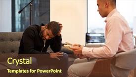  Presentation with unhappy - PPT layouts having couch meeting with male counsellor background and a tawny brown colored foreground