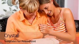  Presentation with pregnant mother fetus women - Slides featuring couch the daughter has give background and a coral colored foreground