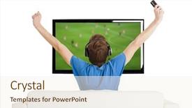  Presentation with man watching woman preparing vegetables - Cool new theme with couch watching a football game backdrop and a cream colored foreground