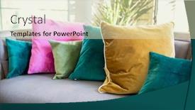 Presentation with theripist couch - Slides enhanced with couch with assorted jewel tone pillows background and a soft green colored foreground