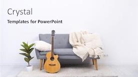  Presentation with room - Amazing presentation theme having couch-with-pillows-and-plaid backdrop and a pink colored foreground