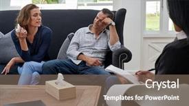  Presentation with couple therapy - Presentation featuring couch woman crying during therapy background and a coral colored foreground