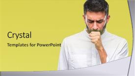  Presentation with healthcare - Presentation theme featuring cough - adult hispanic man over isolated background and a yellow colored foreground