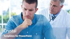  Presentation with doctor office - Colorful presentation theme enhanced with cough - doctor auscultating his patients back backdrop and a teal colored foreground