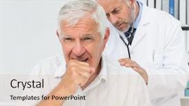  Presentation with doctor and patient medical consultation - Cool new theme with cough - male senior patient visiting backdrop and a lemonade colored foreground