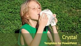  Presentation with sneezing - Amazing PPT theme having cough cold - allergy boy sneezing backdrop and a  colored foreground