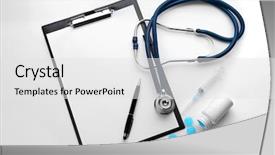  Presentation with medical clipboard - Amazing presentation design having cough drops clipboard and medical backdrop and a white colored foreground