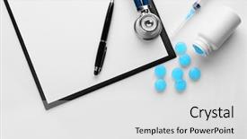  Presentation with medical equipment - Slide set enhanced with cough drops clipboard and medical background and a  colored foreground