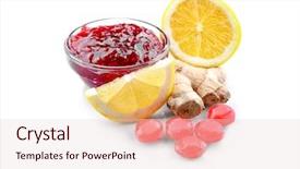  Presentation with lemon and ginger tea - Beautiful presentation theme featuring cough drops with lemon ginger backdrop and a  colored foreground