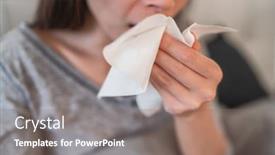  Presentation with guidelines - Presentation theme with cough-in-tissue-covering-nose background and a coral colored foreground