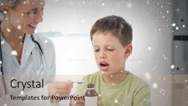  Presentation with syrup - Amazing slide set having cough syrup against snow falling backdrop and a coral colored foreground