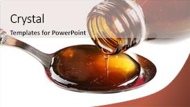  Presentation with syrup drugs - Beautiful slide deck featuring cough syrup close-up backdrop and a lemonade colored foreground