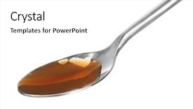  Presentation with silver chalice - Audience pleasing slide deck consisting of cough syrup in silver spoon backdrop and a white colored foreground