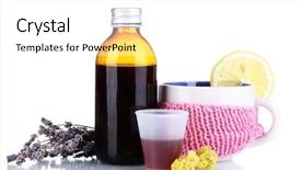  Presentation with syrup - Presentation theme featuring cough syrup isolated on white background and a  colored foreground