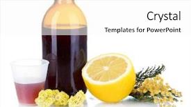  Presentation with syrup - Beautiful presentation featuring cough syrup isolated on white backdrop and a  colored foreground