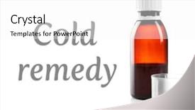  Presentation with syrup - Colorful slides enhanced with cough syrup isolated on white backdrop and a white colored foreground